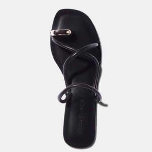 Emme Parsons Black Leather Flip Flops Size 38